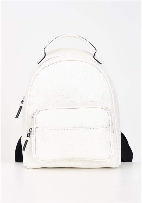 White women's backpack with embossed allover logo ARMANI EXCHANGE | 942805CC79300010